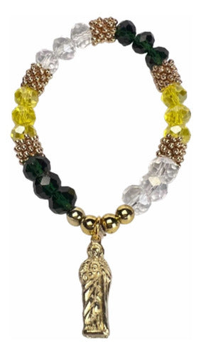 12 Pulseras San Judas Tadeo Cristal Y Elástico