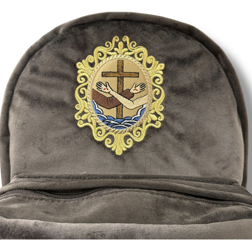Mochila Sacristía Franciscana Escudo Franciscano Bordada