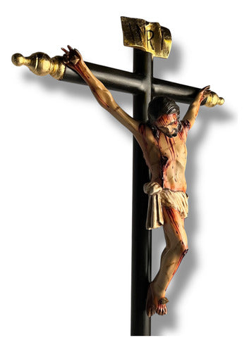 Cristo O Crucifijo De Base Decorado Con Hoja De Oro 74cm