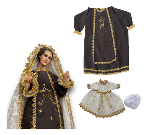 Vestimenta Para Virgen Del Carmen De 60cm Y Su Niño Jesús