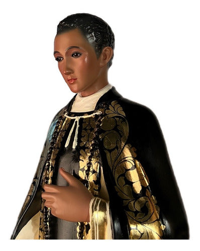 San Martín De Porres 85cm Imagen Decorada En Hoja De Oro