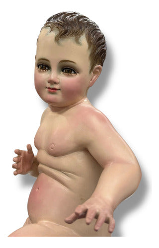 Niño Dios Talla En Madera De Cedro, Acabado Bruñido 32cm