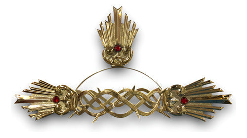 Corona De Espinas Fina Con 3 Potencias Bañada En Oro #17