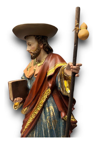 Santiago Peregrino Talla En Madera Decorado En Oro Fino 43cm