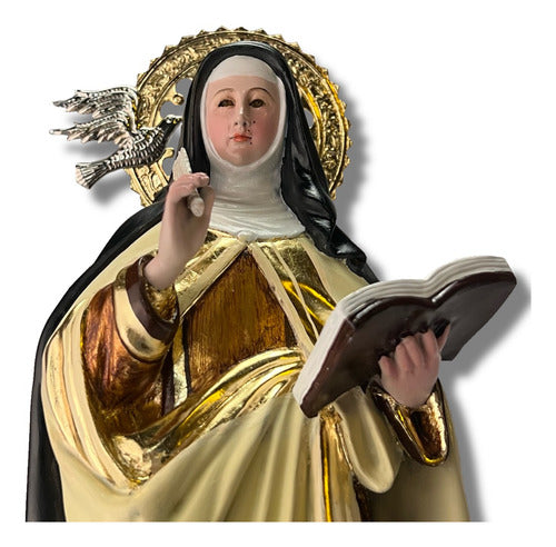 Santa Teresa De Ávila 40cm Oleo Hoja Oro Y Aureola 2.0