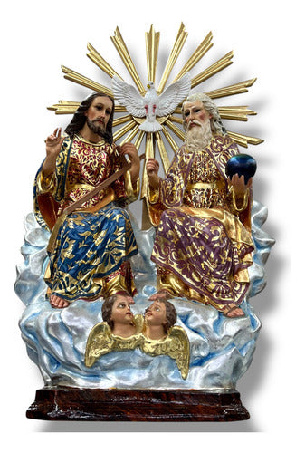 Divina Providencia Policromía En Óleo Y Estofada 90cm