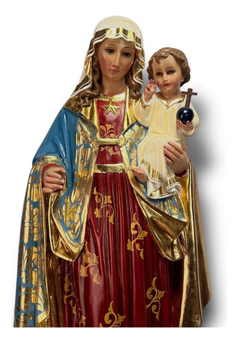 Virgen De La Estrella Al Óleo Con Hoja De Oro 100cm