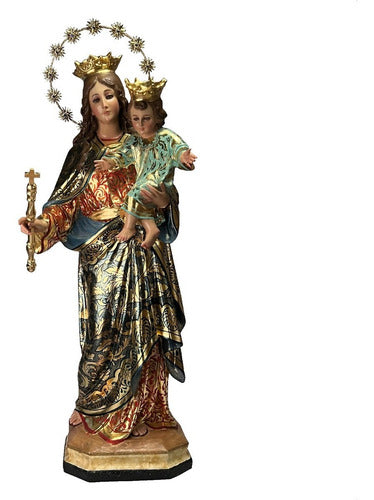 Escultura De María Auxiliadora 106cm Estofado En Hoja De Oro