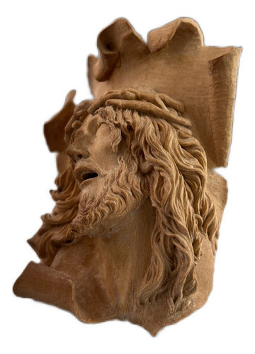 Divino Rostro De Cristo Tallado En Madera Naranjillo 12 X9cm