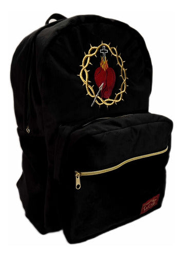 Mochila Sacristía Bordada Corazón De Jesús