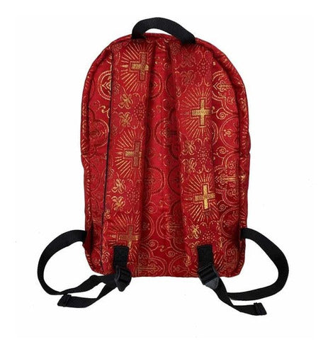 Mochila Brocado Litúrgico Rojo 3 Modelo Sacristia