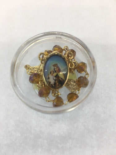 Decenario Virgen Del Carmen Cristal Con Baño De Oro