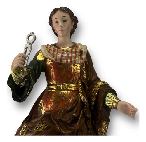 Santa Apolonia Tallada En Madera Con Oro Fino 40cm