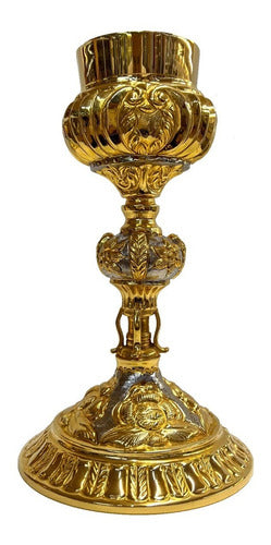 Caliz De Alpaca Dorada Pieza Única Cincelado A Mano 24cm