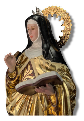 Santa Teresa De Ávila 40cm Oleo Hoja Oro Y Aureola 1.0