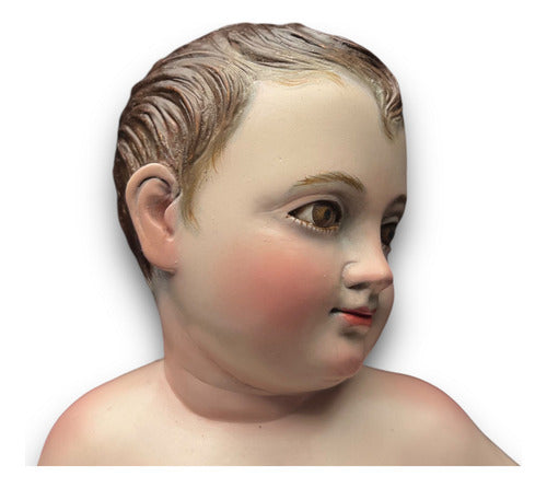 Niño Dios Talla En Madera De Cedro, Acabado Bruñido 32cm