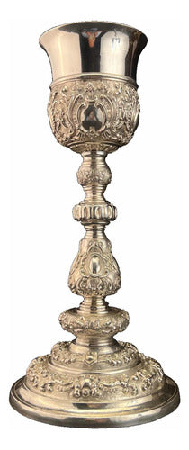 Caliz De Plata Pieza Única Cincelado A Mano 28cm