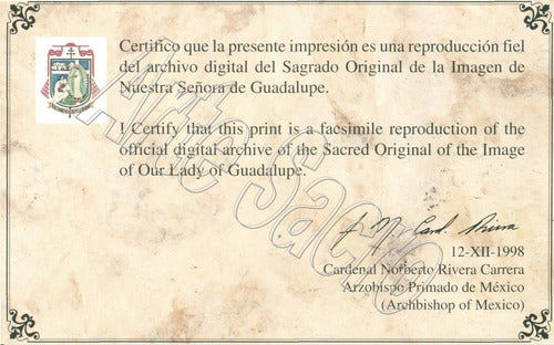 Litografia Original  Virgen De Guadalupe 66cm