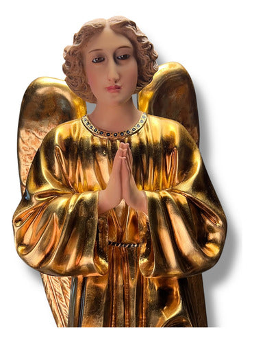 Par De Ángeles Custodios Finos Con Hoja De Oro Fina 69cm