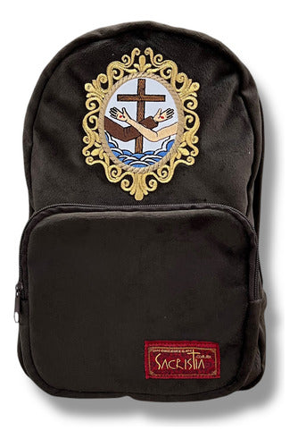 Mochila Mini Sacristía Bordada Franciscana Sacrimochila Escudo Franciscano