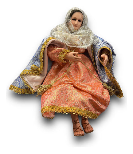 José Y María Imágenes De Vestir Talla En Madera 30cm