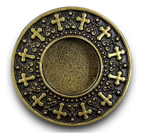 Teca O Relicario Redondo Con Cruces (porta Reliquia Santos)