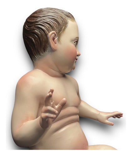 Niño Dios Talla En Madera De Cedro, Acabado Bruñido 32cm