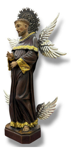 San Francisco De Asís Seráfico Tallado En Madera 36cm