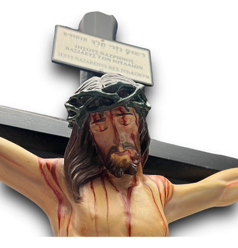 Cristo Muerto O Crucifijo Al Óleo En Cruz Octagonal 75cm