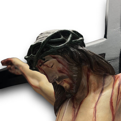 Cristo Muerto O Crucifijo Al Óleo En Cruz Octagonal 75cm