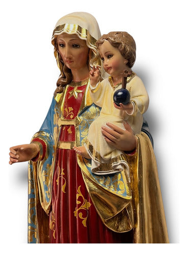 Virgen De La Estrella Al Óleo Con Hoja De Oro 100cm