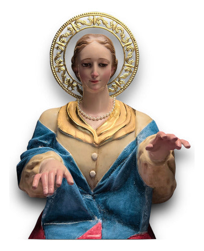 Santa Cecilia En Terminado Bruñido Con Aureola 120cm