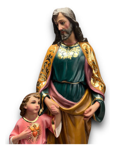 San José Con Niño Jesús De Pie Acabado En Hoja De Oro 64cm