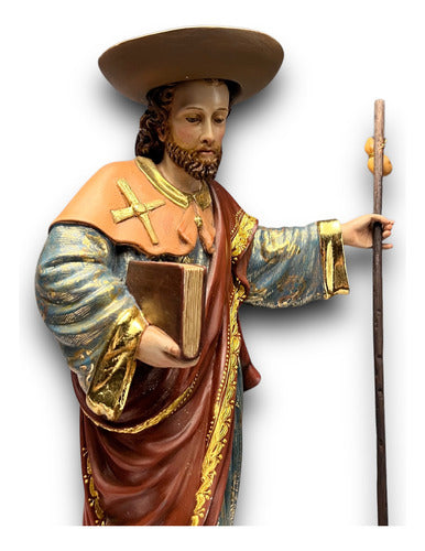 Santiago Peregrino Talla En Madera Decorado En Oro Fino 43cm