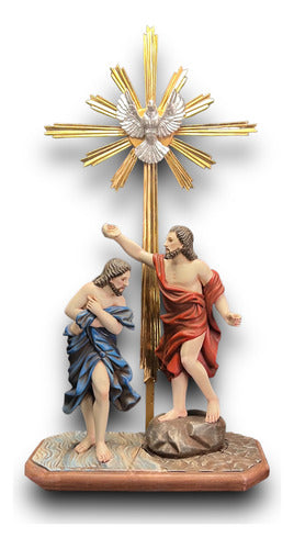 San Juan Bautista Y Jesús O Bautismo De Jesús En Madera 30c