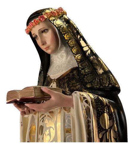 Santa Rosa De Lima 104cm Estofada En Hoja De Oro