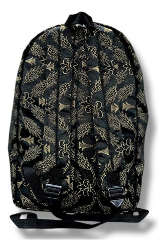 Mochila Sacristía En Tela Brocada Roja Con El Corazón De Jesús Bordado