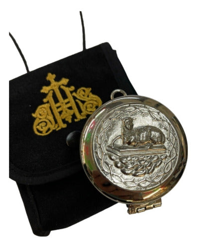 Set Porta Relicario Y Píxide Niquelado Ministros Eucaristía