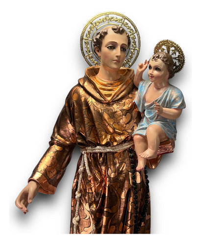 San Antonio De Padua Decorado En Hoja De Cobre 107cm