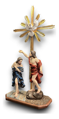 San Juan Bautista Y Jesús O Bautismo De Jesús En Madera 30c