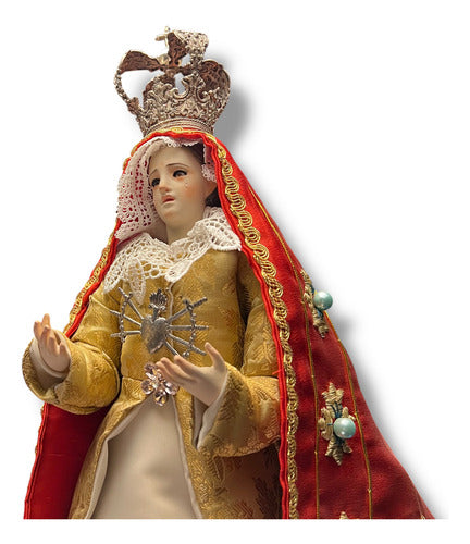 Virgen De Los Dolores Tallada En Madera Con Accesorios 57cm