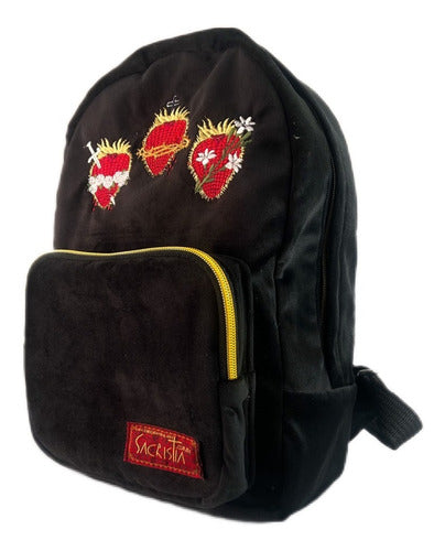 Mochila Mini Sacristía Bordada 3 Corazones
