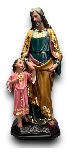 San José Con Niño Jesús De Pie Acabado En Hoja De Oro 64cm