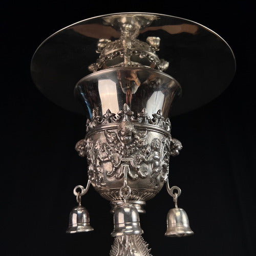 Caliz De Plata Pieza Única Cincelado A Mano 28cm