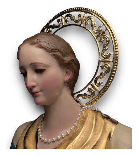 Santa Cecilia En Terminado Bruñido Con Aureola 120cm