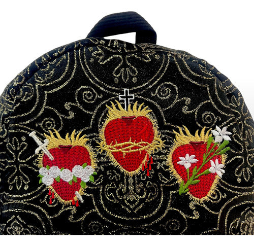 Mochila Mini Sacristía Bordada 3 Corazones