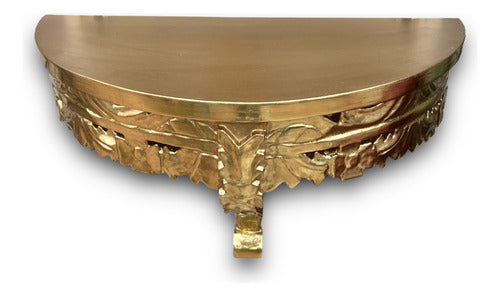 Repisa Tallada En Madera Recubierta De Hoja De Oro 50x23cm
