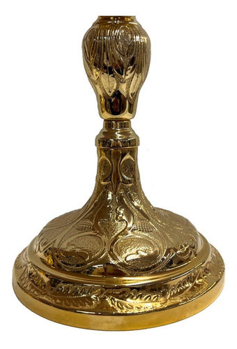 Caliz De Alpaca Dorada Pieza Única Cincelado A Mano 26cm