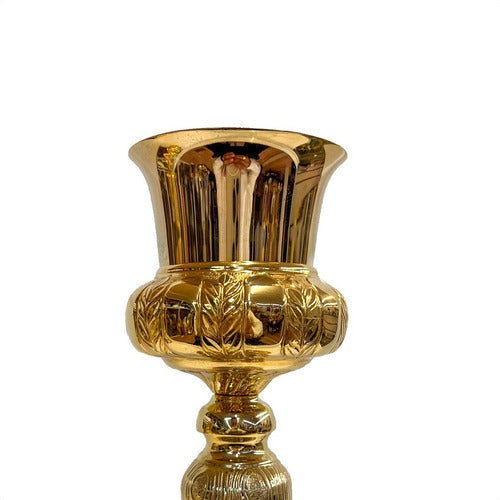 Caliz De Alpaca Dorada Pieza Única Cincelado A Mano 26cm