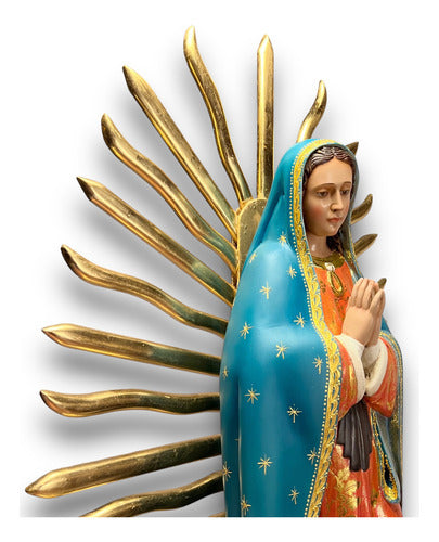 Virgen De Guadalupe En Madera Decorada Con Oro Fino 123cm